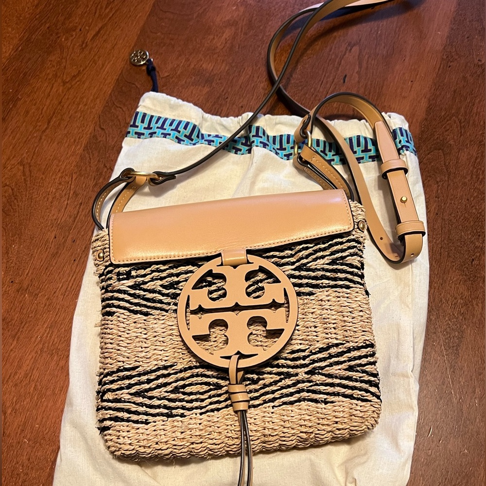 Tory Burch Miller Straw Cross Body bag